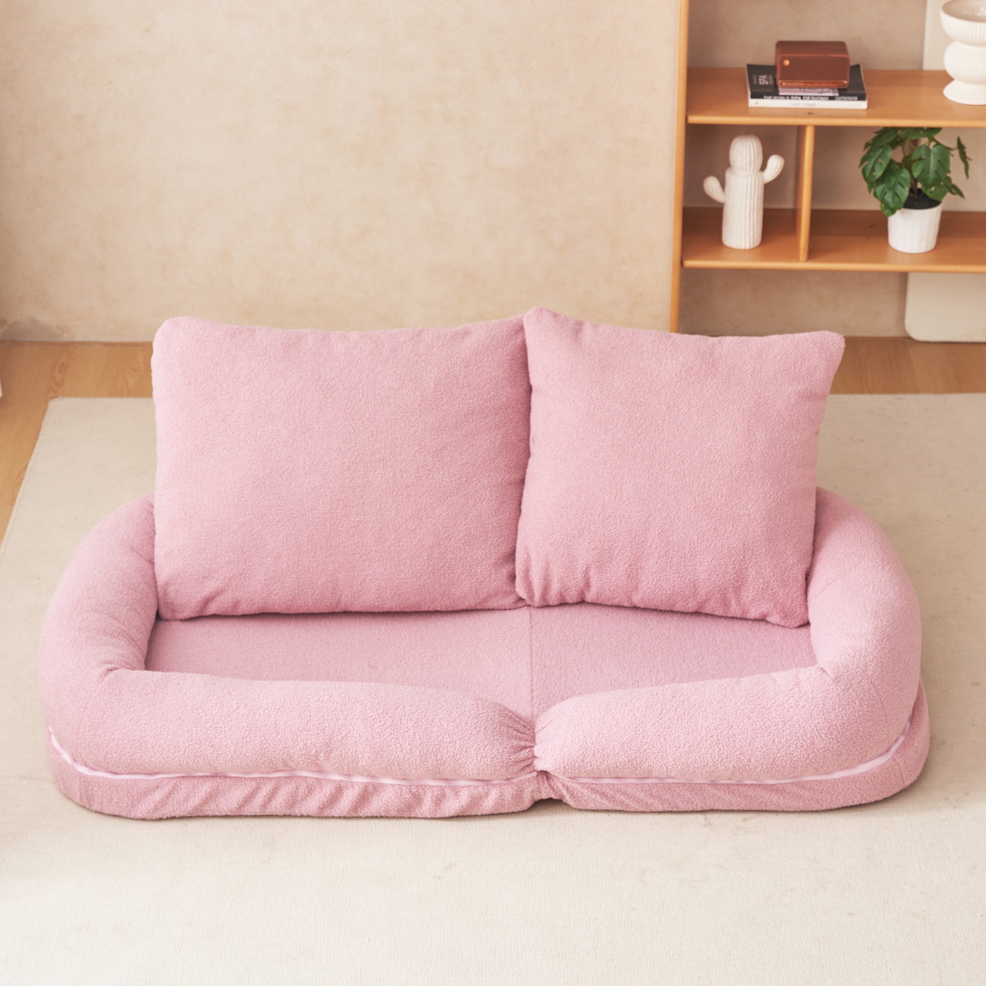 Triple Fold Down Sofa Bed,Pink Pink Metal Cotton Metal