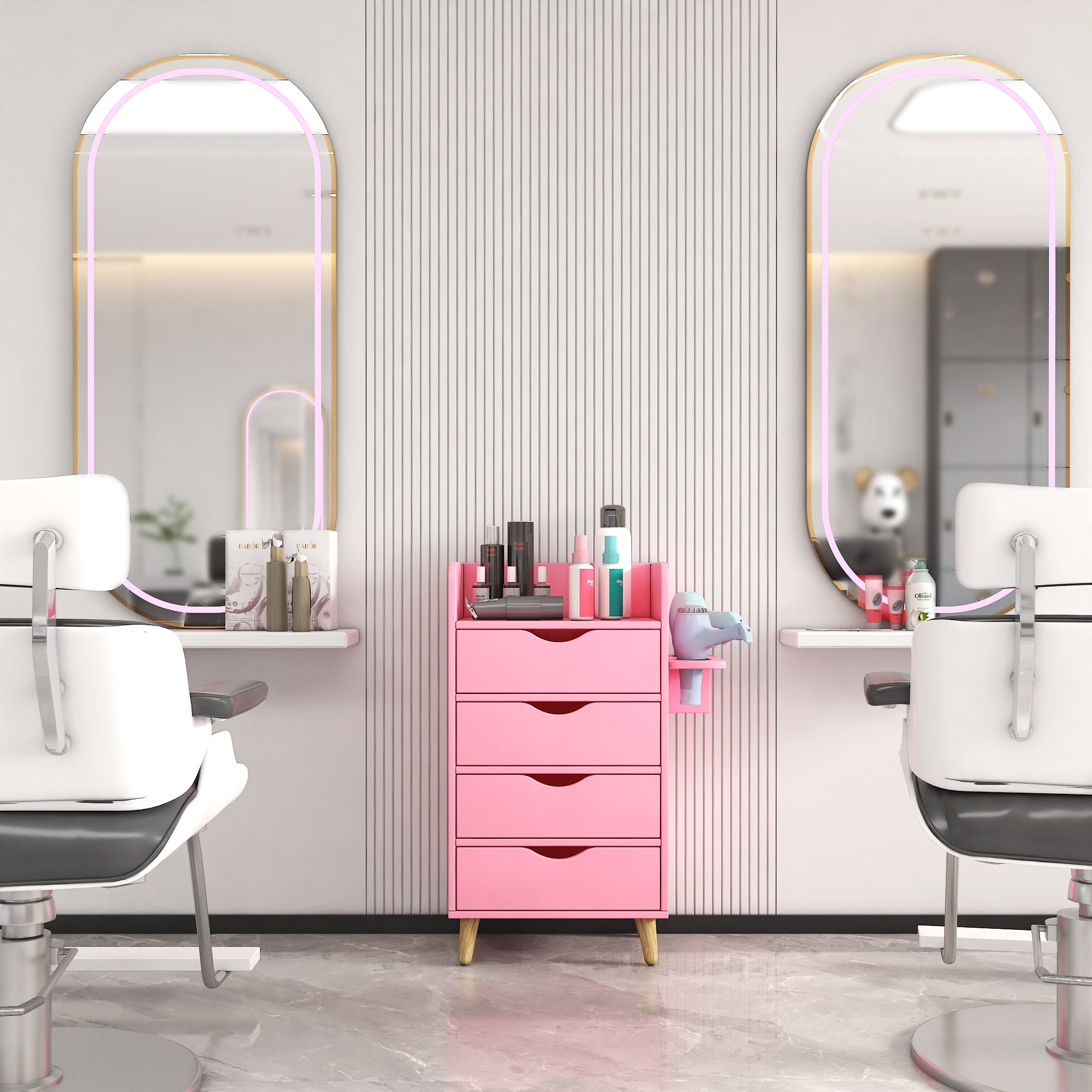 Layer Salon Storage Cabinet,Beauty Barber Salon Styling Station Orga