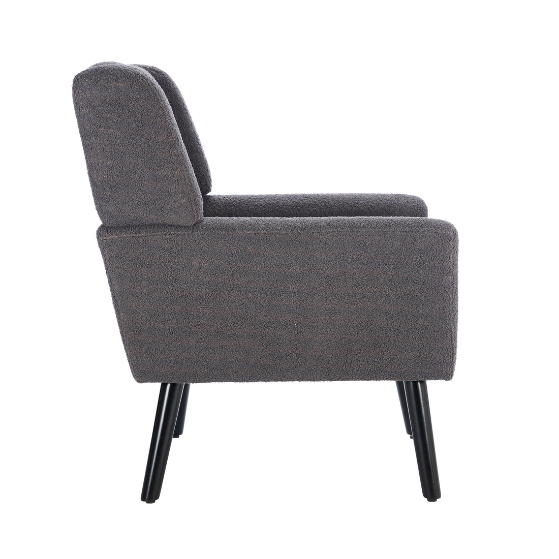 Modern Soft Teddy Material Ergonomics Accent Chair Living Room Chair Bedroom Chair Home Chair With Black Legs For Indoor Home Grey Teddy Fabric Grey Foam Upholstered