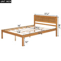 Platform Bed Frame With Headboard, Wood Slat Support, No Box Spring Needed, Full, Oak Box Spring Not Required Full Oak Wood Bedroom Pine