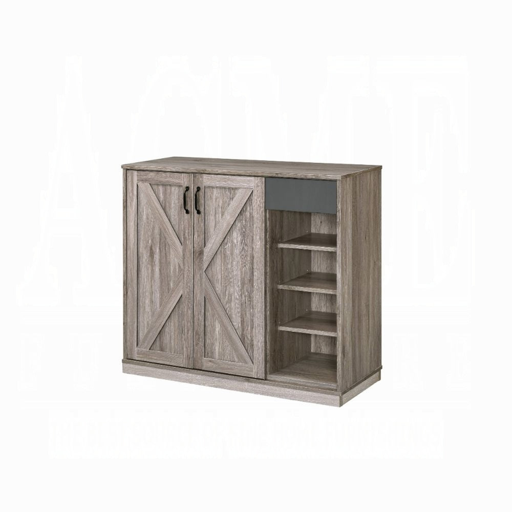 Rustic Grey Oak 4 Shelf Shoe Cabinet Freestanding 3 4 Shelves Oak Grey,Oak,Rustic Primary Living Space Adjustable Shelves Paper Composite