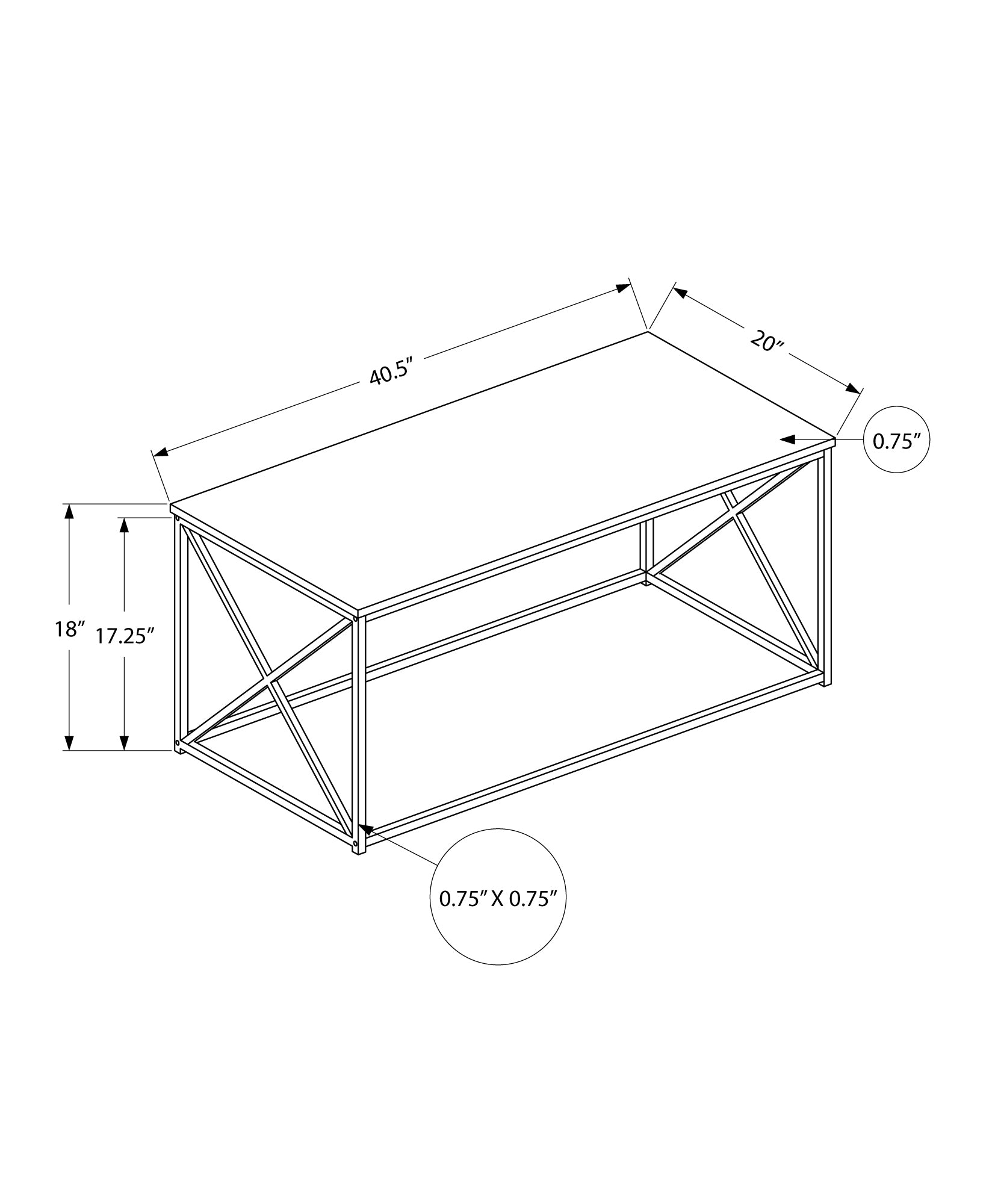 Coffee Table, Accent, Cocktail, Rectangular, Living Room, 40"L, White Laminate, Black Metal, Contemporary, Modern White Particle Board