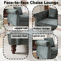 81 Inch Chenille Face To Face Chaise Lounge With Two Pillows,Nailhead Trim,Button Tufted Design And Rolled Arms For Lounge, Living Room And Office Green Chenille 1 Seat