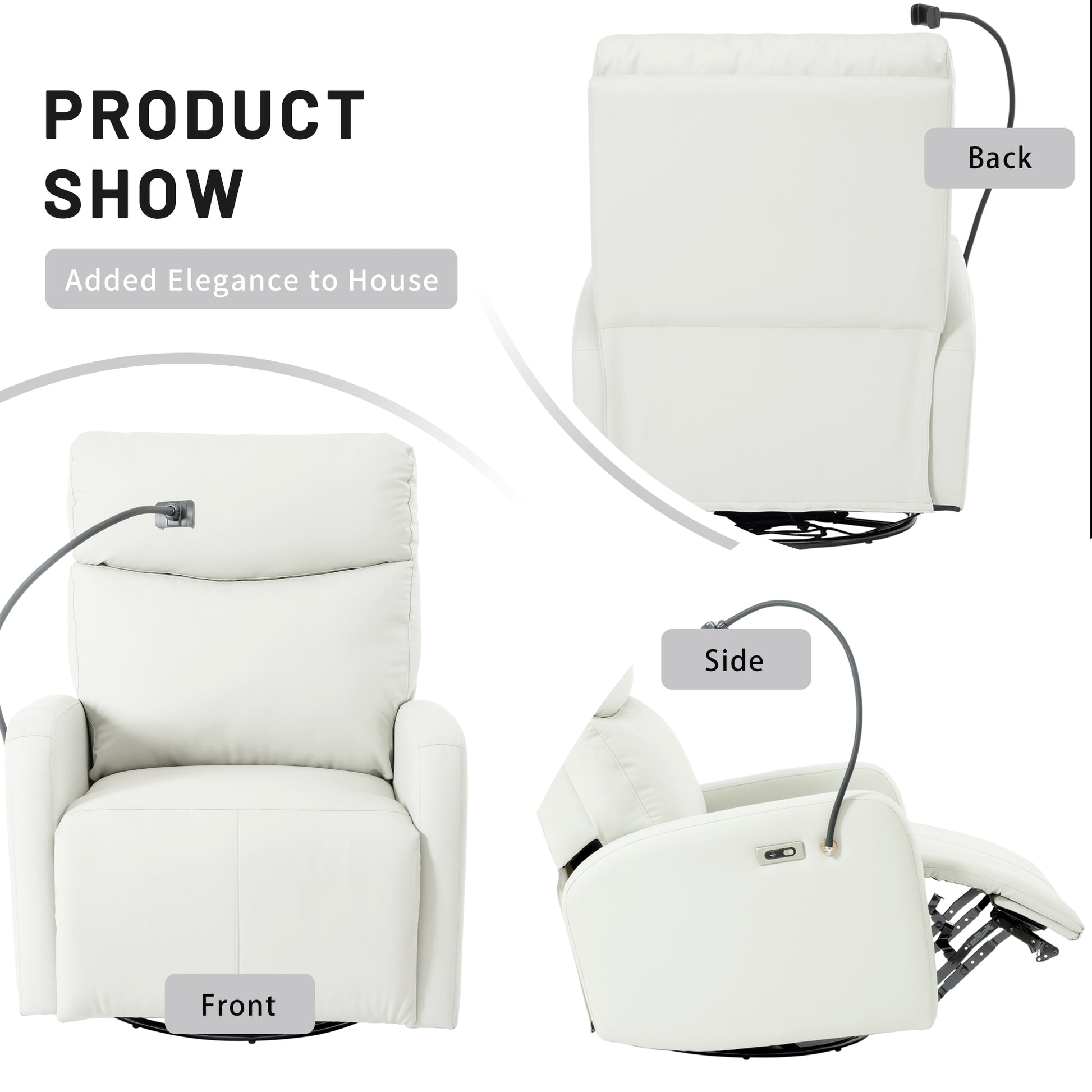 270 Power Swivel Rocker Recliner Chair, Electric Glider Reclining Sofa With Usb Ports, Power Swivel Glider, Rocking Chair Nursery Recliners For Living Room Bedroom Light Gray Solid Light Brown Primary Living Space Push Button Rubberwood Solid Back Wood