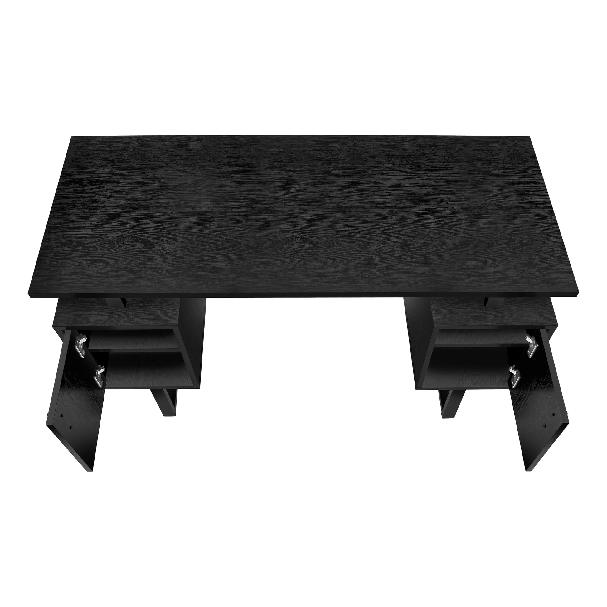 Computer Desk, Home Office, Laptop, Storage, 48"L, Work, Black Laminate, Black Metal, Contemporary, Modern Black Particle Board