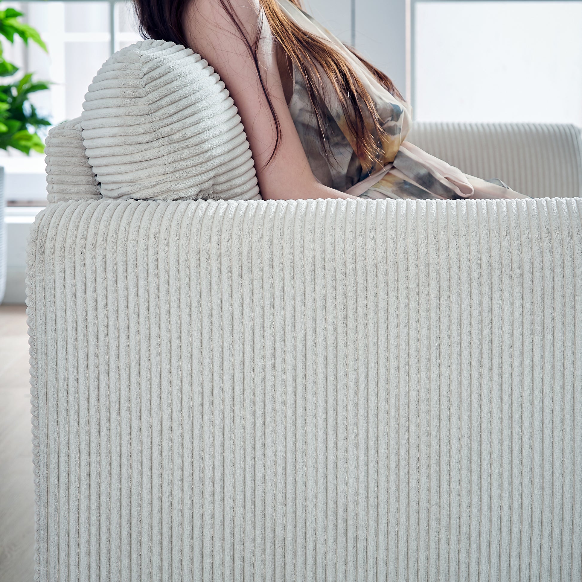 60"Corduroy Fabric Loveseat Sofa With 60"Loveseat Sofa, Modern Sofa With Support Pillow, For Apartment, Office, Living Room & Bedroom Beige Corduroy 2 Seat