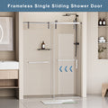 48 In. W X 76 In. H Frameless Soft Closing Shower Door, Single Sliding Shower Door, 5 16