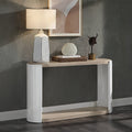 Oak And White High Gloss Sofa Table With Bottom Shelf Oak Primary Living Space Shelves Oval Mdf Sled