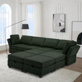 Modular Convertible U Shaped Sectional Sofa Couch With Storage Ottoman Corner Couch For Living Room, Adjustable Arms And Backs Green Green Polyester 4 Seat