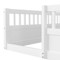 Full Floor Bed Frame With Fence, Wood Kids Floor Beds Frame For Bedroom Playroom,White Expect Arrive Date Jul. 10Th Full White Pine