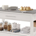 Stainless Steel And White 1 Shelf Kitchen Cart With Locking Casters White Gray Dining Room Rectangular Kitchen Carts Wood Metal Medium 40 55In