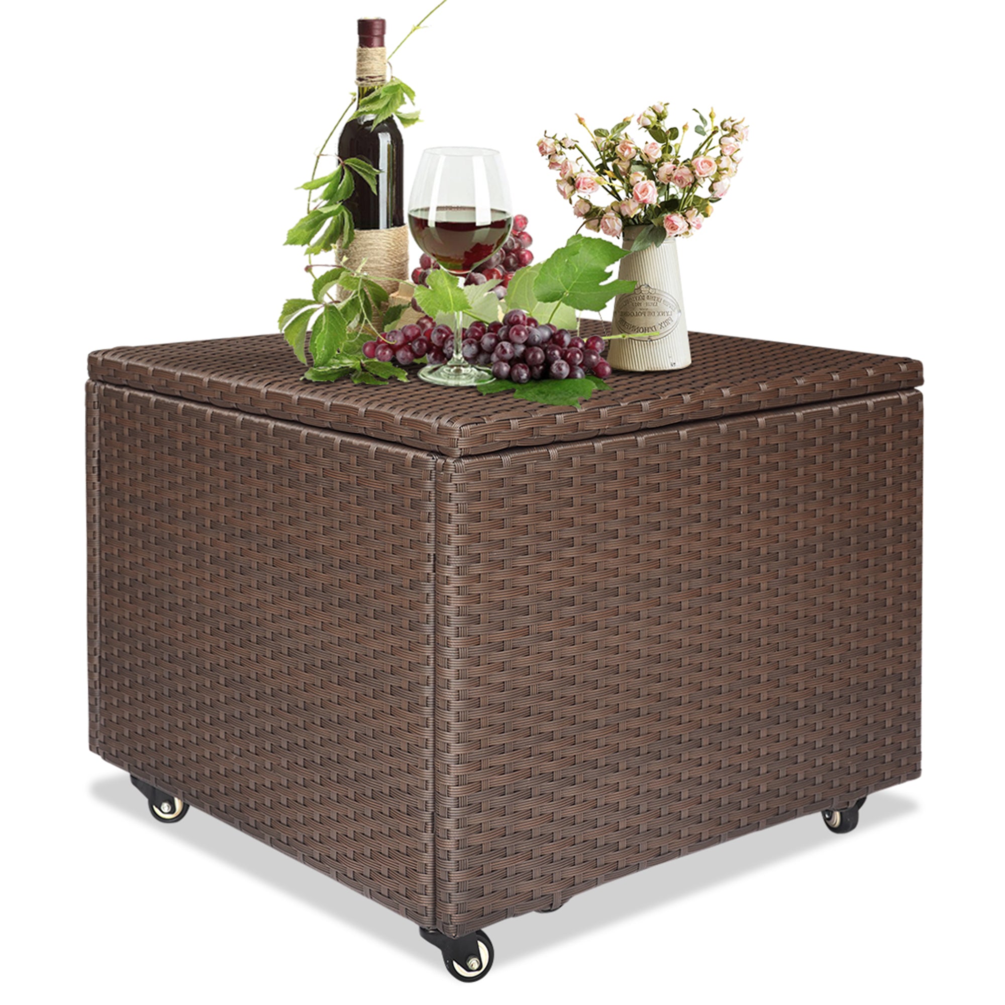 Outdoor Patio Wicker Large Storage Container Deck Box Made Of Antirust Aluminum Frames And High Quality Resin Rattan Brown Garden & Outdoor Classic Aluminium Alloy Aluminium Alloy