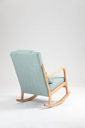 Rocking Chair Upholstered Fabric Rocking Armchair Indoor With High Backrest Glider Chairs And Lumbar Pillow For Living Room Light Green Linen