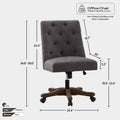 Upholstered Swivel Desk Chair, Armless Home Office Chair, Chenille Fabric Adjustable Height Computer Chair With Wheels For Study ,Grey Caster Solid Gray Office Handle Birch Wing Back Adjustable