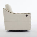Cream White Fabric Swivel Rotating Accent Chair With Usb And Magazine Book For Living Room And Hotel Bed Room Cream White White Primary Living Space American Design,Classic,Modern Pine Foam Wood Fabric