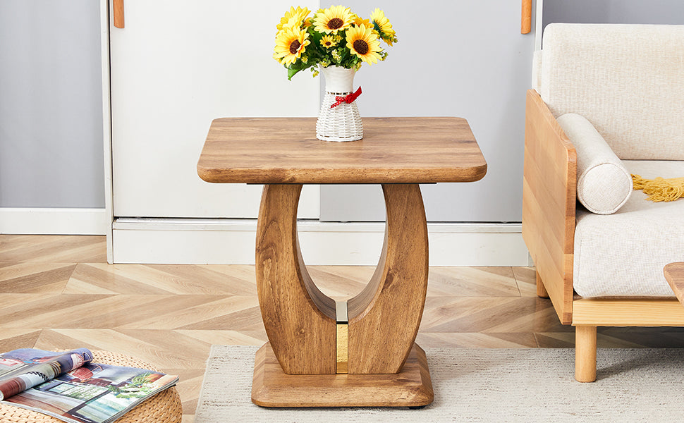 Modern Minimalist Wood Marble Patterned Mdf Square Coffee Table. Add A Quiet And Cozy Atmosphere To Your Home.Wood Color,Mdf Coffee Table,Wood Colored Textured Decal,Side Table. Wood Mdf