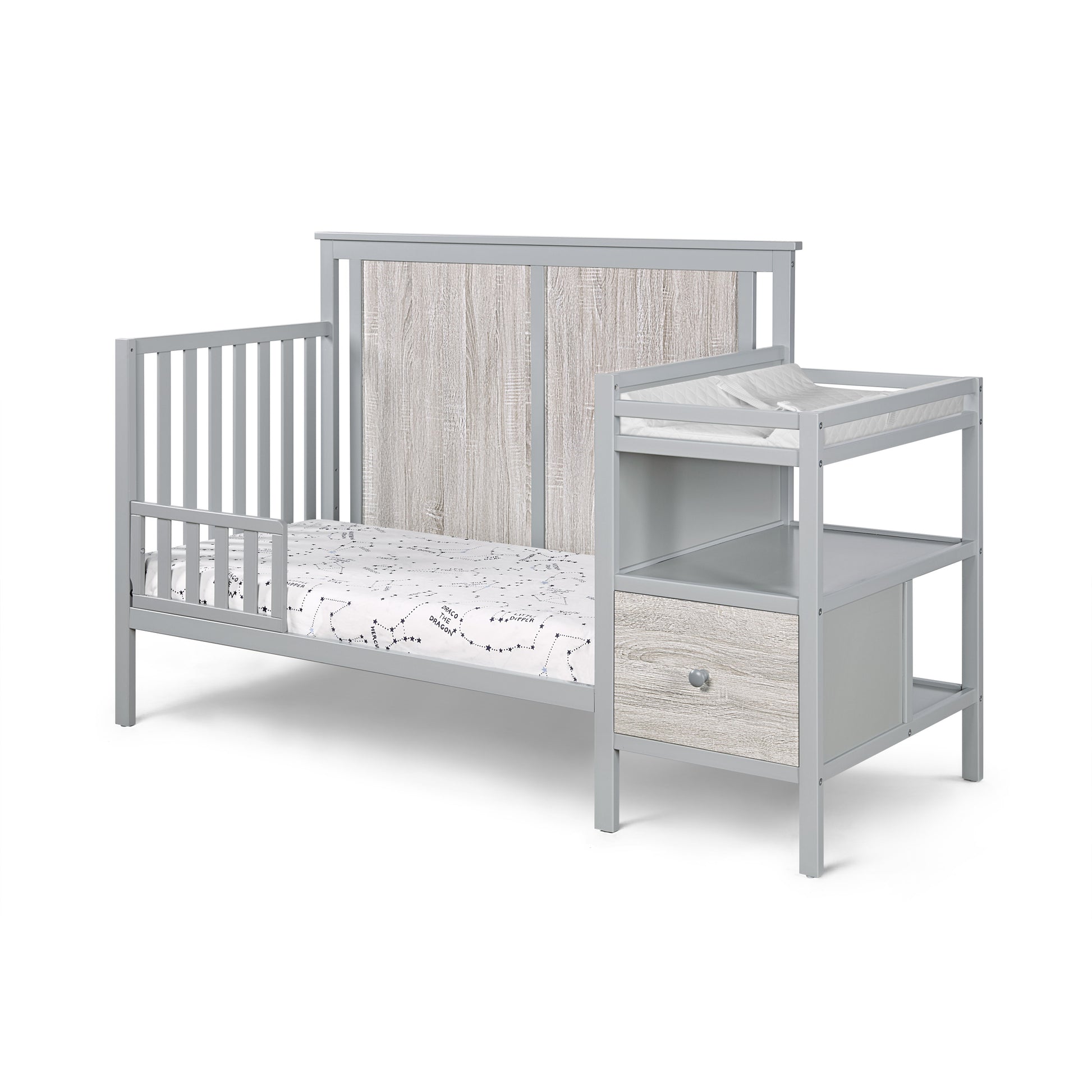 Connelly 4 In 1 Crib And Changer Combo Gray Rockport Gray Grey Wood