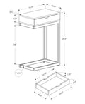 Accent Table, C Shaped, End, Side, Snack, Storage Drawer, Living Room, Bedroom, Glossy White Laminate, Chrome Metal, Contemporary, Modern White Particle Board