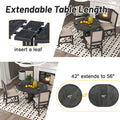 Farmhouse Dining Table Extendable Round Table For Kitchen, Dining Room Black Black Solid Wood Mdf