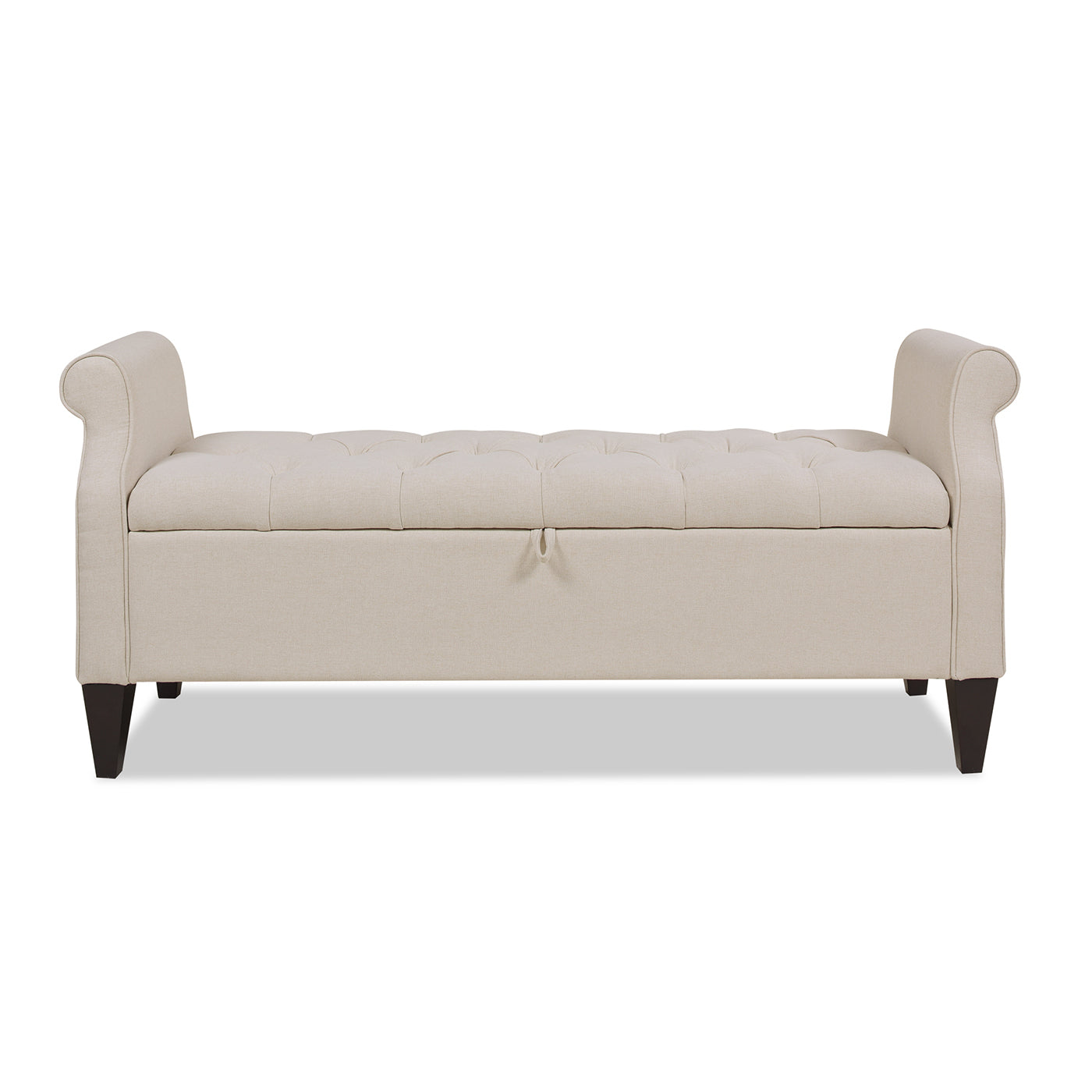 Jacqueline 57.5" Tufted Roll Arm Storage Bench, Sky Neutral Beige Polyester Beige Foam Polyester