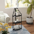 3 Tier Corner Open Shelf,Bookcase Freestanding Shelving Unit,Plant Stand Small Bookshelf For Living Room, Home Office, Kitchen, Small Space Black Corner Office American Design,Rustic Iron