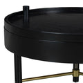 Modern Round Wood Rotating Tray Coffee Table With Storage & Metal Legs In Black Black Metal,Rubber Wood