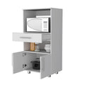 Corsica Pantry Cabinet Microwave Stand, Multi Function With Drawer White White Kitchen Particle Board Engineered Wood