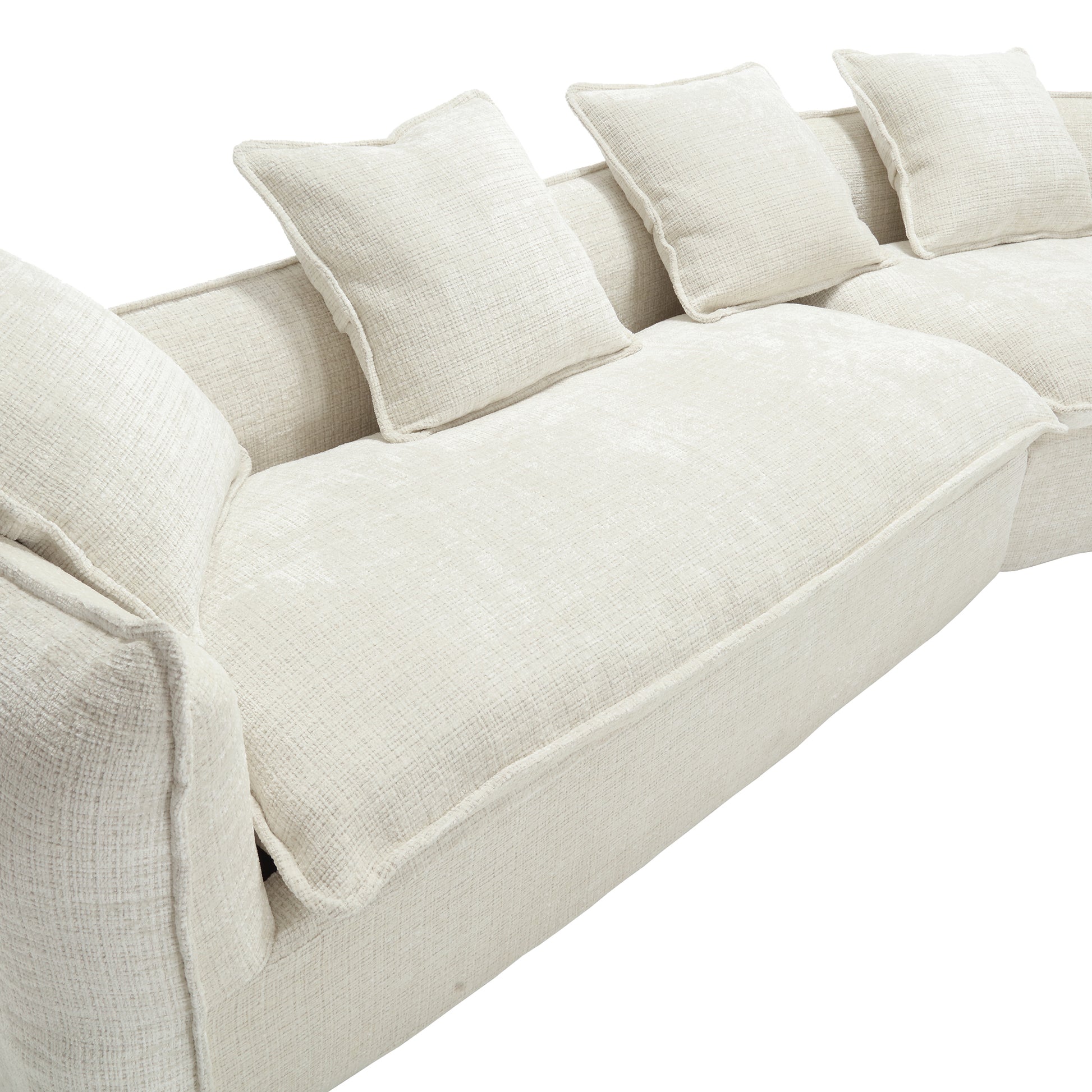 Modular Sectional Sofa, U Shaped Couch With Sofa For Five & Pillows, Modern Minimalist Chenille Fabric Large Comfy Cloud Sofas, Living Room Furniture Sets Beige Chenille 5 Seat