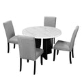 5 Piece Round Dining Table Set, 43 Inch Modern Dining Table And 4 Upholstered Chairs For Dining Room, Kitchen Room, Living Room, Easy Assembly Upholstered Chair White Gray Dining Room American