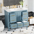 36'' Bathroom Vanity With Resin Sink Combo, Solid Wood Frame Bathroom Storage Cabinet, Freestanding Vanity Set With 5 Drawers& Soft Closing Doors Same As Sw000142Aam Blue Bathroom Solid Wood Mdf Resin