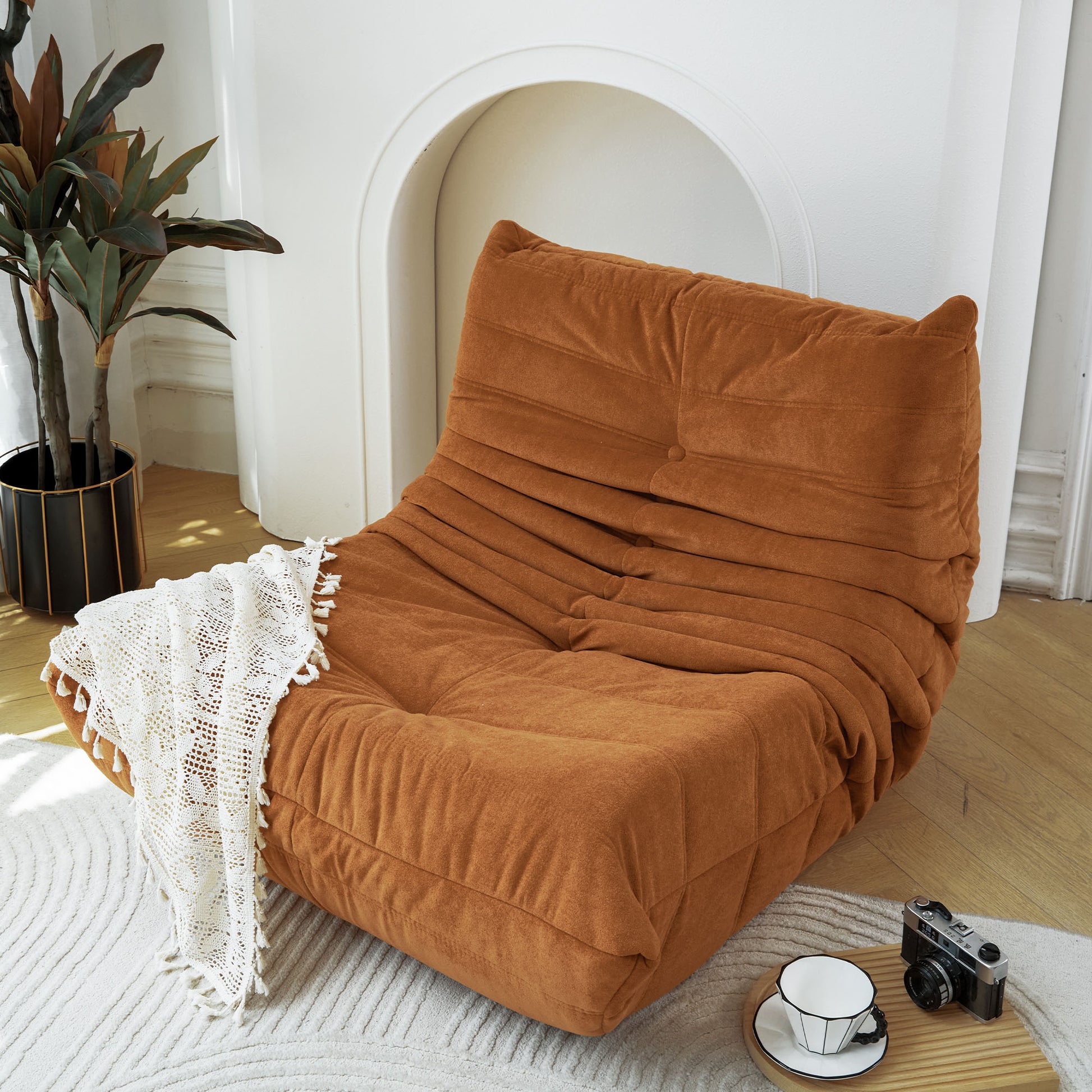 Floor Sofa Bean Bag Chair For Adults Fireside Bean Bag Lounger Memory Foam Chair For Home, Office, Apartment Or Gaming Venue Caramel Polyester Primary Living Space Firm Art Deco Armless Foam Polyester Blend
