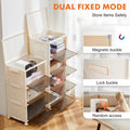 3 Tier Stackable Plastic Storage Bins With Lid 23Qt Foldable Organizers And Storage With Magnetic Doors & Lockable Wheels White Plastic