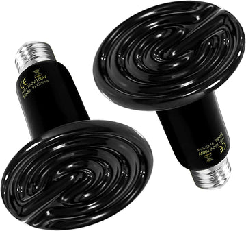 Reptile Heat Lamp 100W 2 Pack Ceramic Heat Emitter, No Light Emitting Heat Bulbs For Amphibian Pet Brooder Coop Incubating Chicken, Lizard Bearded Dragon Turtle Snake Terrarium Black Black Ceramic