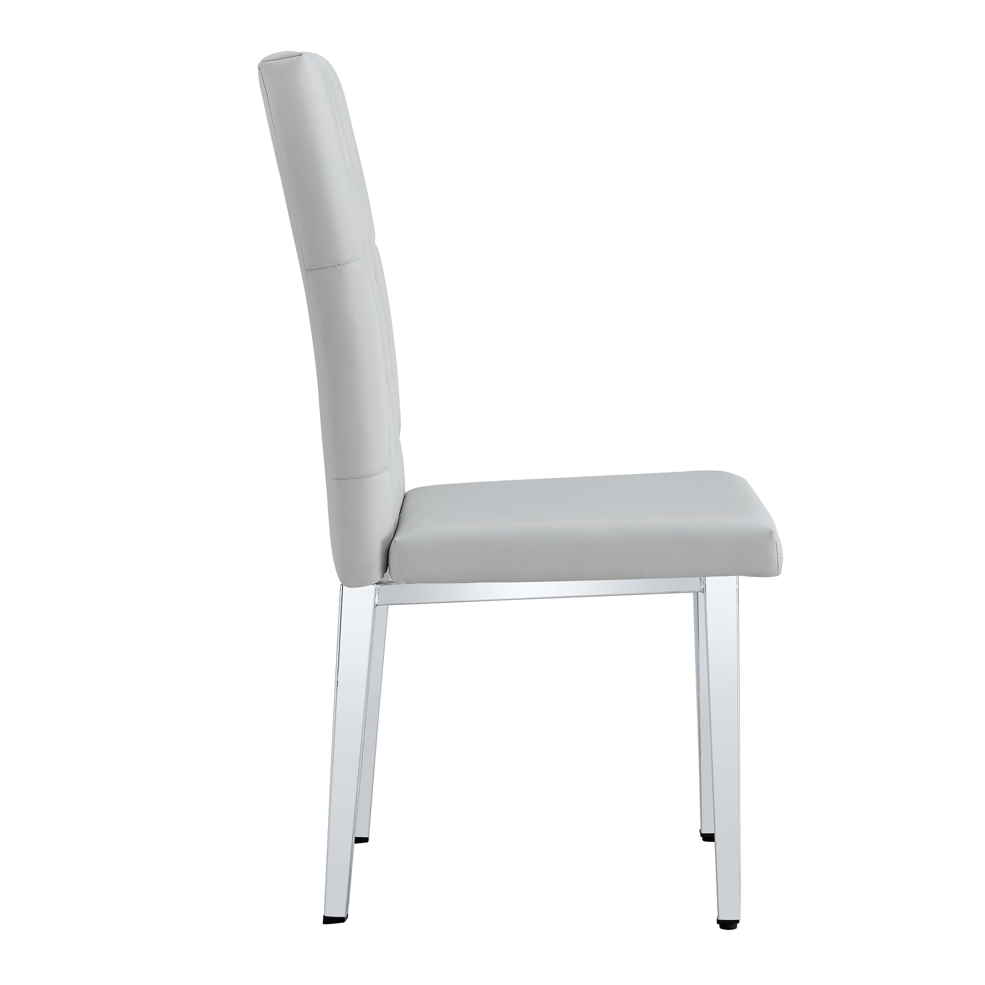 2 Piece Dining Chairs.Light Gray Provides A Modern Feel, While The Checkered Buckle Design Has A Traditional And Classic Touch. Suitable For Various Occasions Such As Kitchens,Conference Rooms, Etc. Light Gray Pu