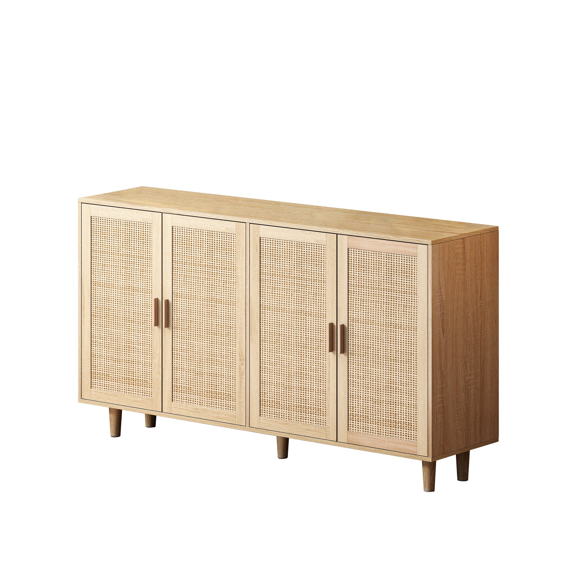 62.20"Elegant And Functional 4 Door Rattan Decorative Storage Cabinet,For Bedroom,Living Room,Office,Easy Assembly Same Sku:W757133282 Natural Particle Board