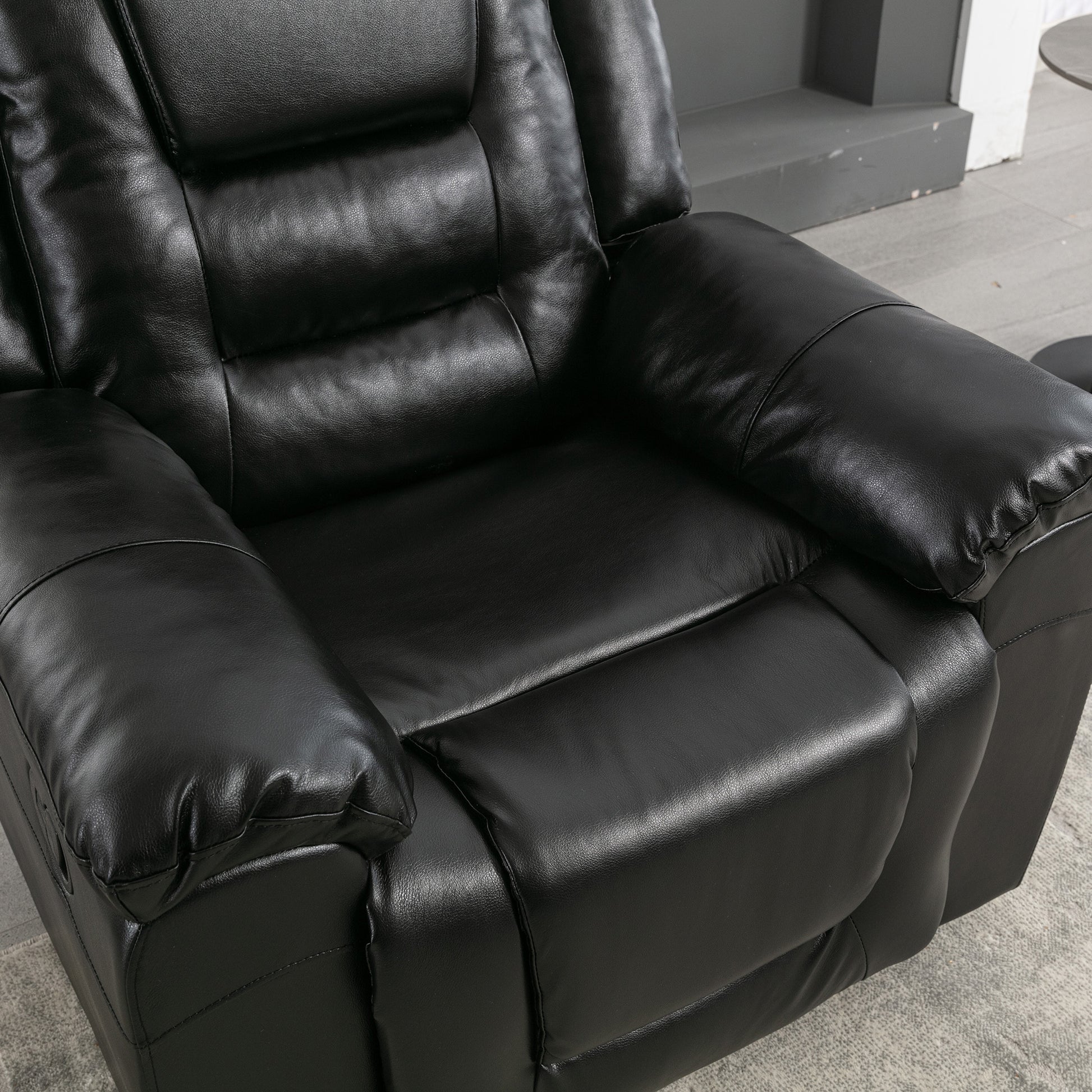 2 Seater Home Theater Recliner Manual Recliner Chair With A Storage Box And Two Cup Holders For Living Room,Bedroom, Black Old Sku:Pp302954Aab Black Foam Pu Leather