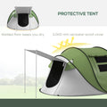 Outsunny Pop Up Tent, Instant Camping Tent With Porch And Carry Bag, 3000Mm Waterproof, For 2 3 People, Green, Poles Included Green Polyester