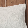 Embroidered Medallion Faux Fur Ultra Plush Comforter Mini Set Queen Ivory Polyester