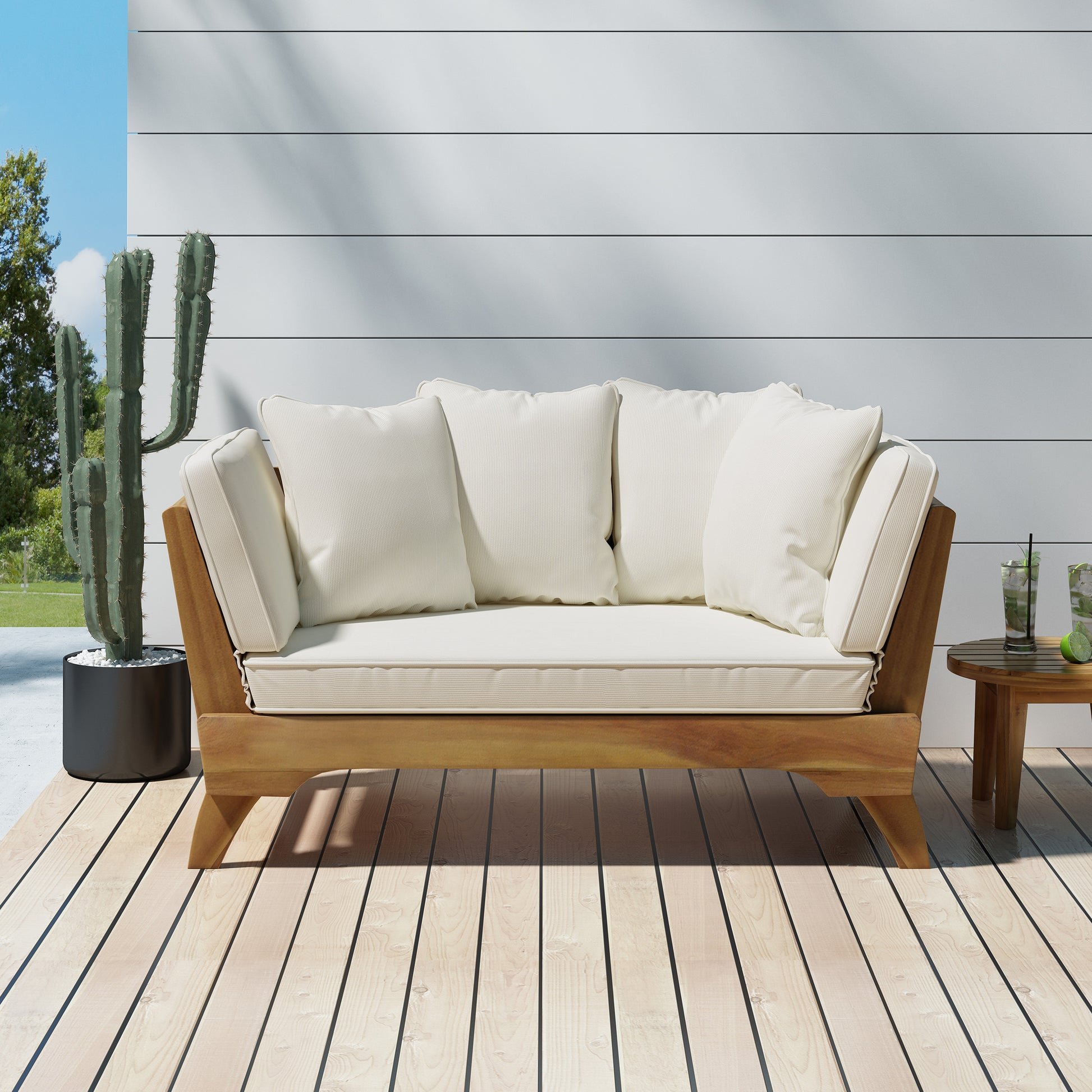 Serene Daybed Full Teak Fabric