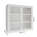 Retro Style Wall Mounted Cabinet Table Top Storage Cabinet With Hazy Glass Doors And 2 Adjustable Shelves For Bathroom Kitchen Living Room Kitchen Hallway White Outdoor Paint, Begonia Embossed Glass Square 3 4 Shelves Powder Coated White Primary Living