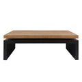 Black And Natural Wood Living Room Table Versatile Coffee Table 2 Tiered Wood Tabletop Table 47.6