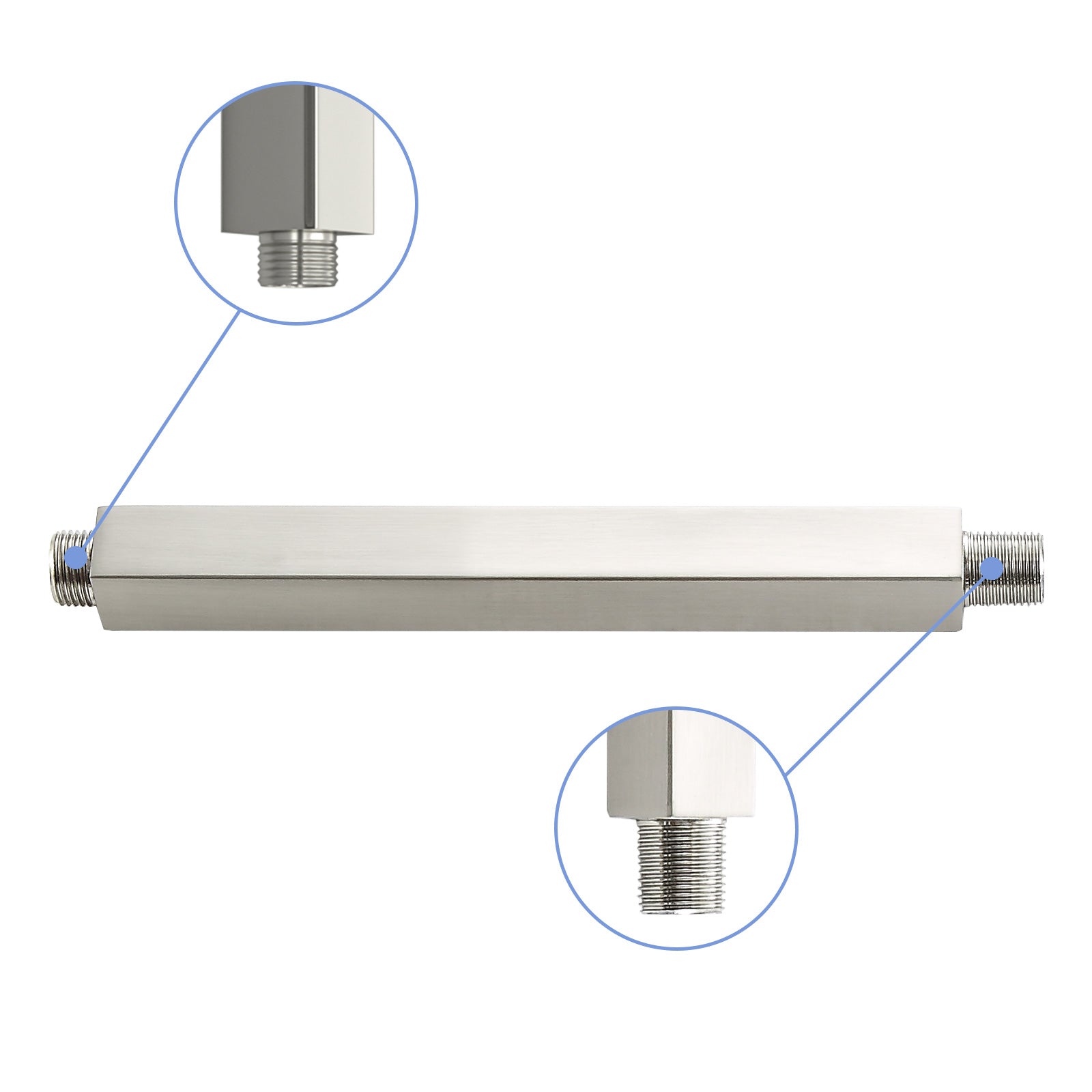 8" Ceiling Mounted Shower Arm With Flange, Brushed Nickel Brushed Nickel Stainless Steel