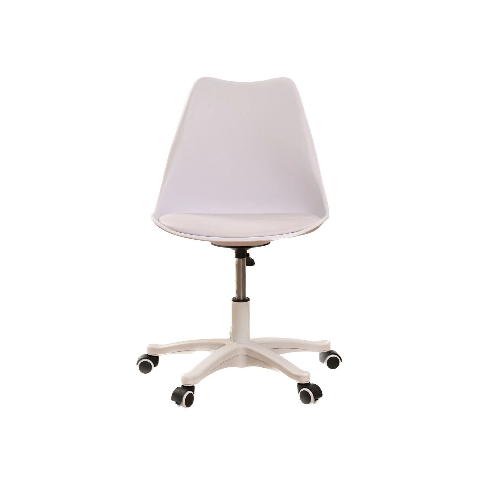 Armless Office Chair,Ergonomic Small Computer Desk Chair With Wheels,Adjustable Rolling Chair, Support Swivel Task Chair For Small Spaces Living Room,Bedroom White White Pu Office Rectangular Modern Handle Solid Back Polypropylene