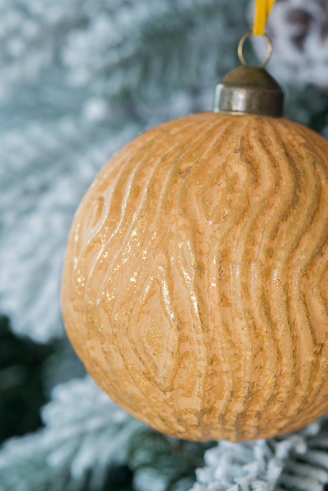 D3.9" Christmas Ball Ornaments, Glass Decorative Hanging Ball Christmas Tree Ornaments For Holiday Party Decorations, Set Of 6 Gold Glass