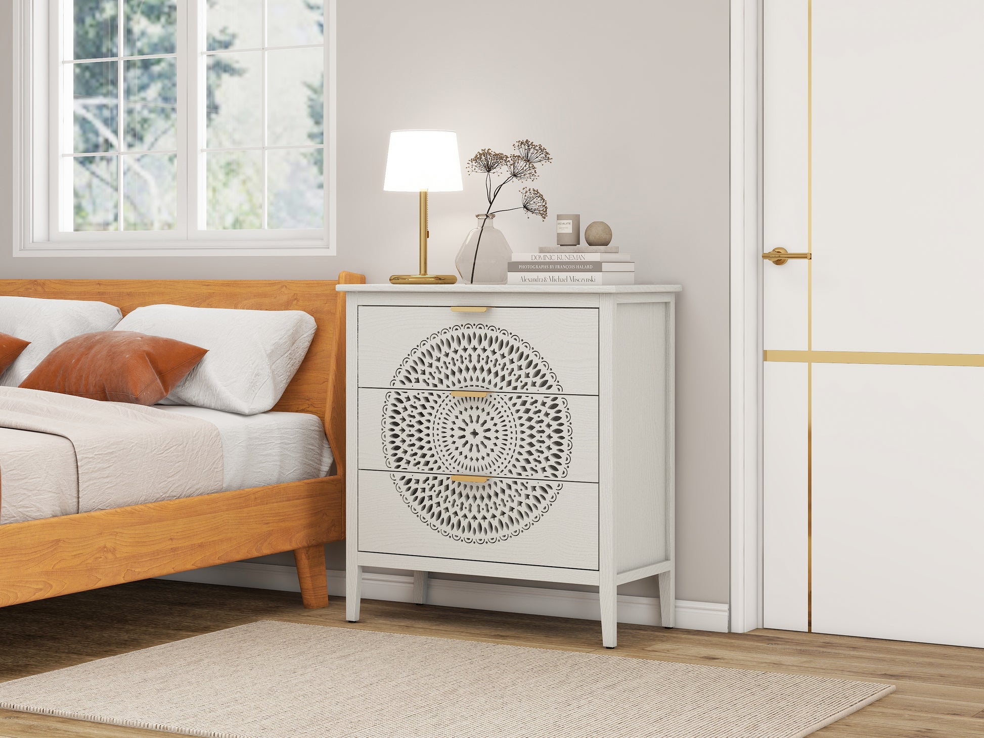 beige 3 drawer dresser Lily 3 Drawer Dresser with Interlocking Drawers, Bianca White (130)