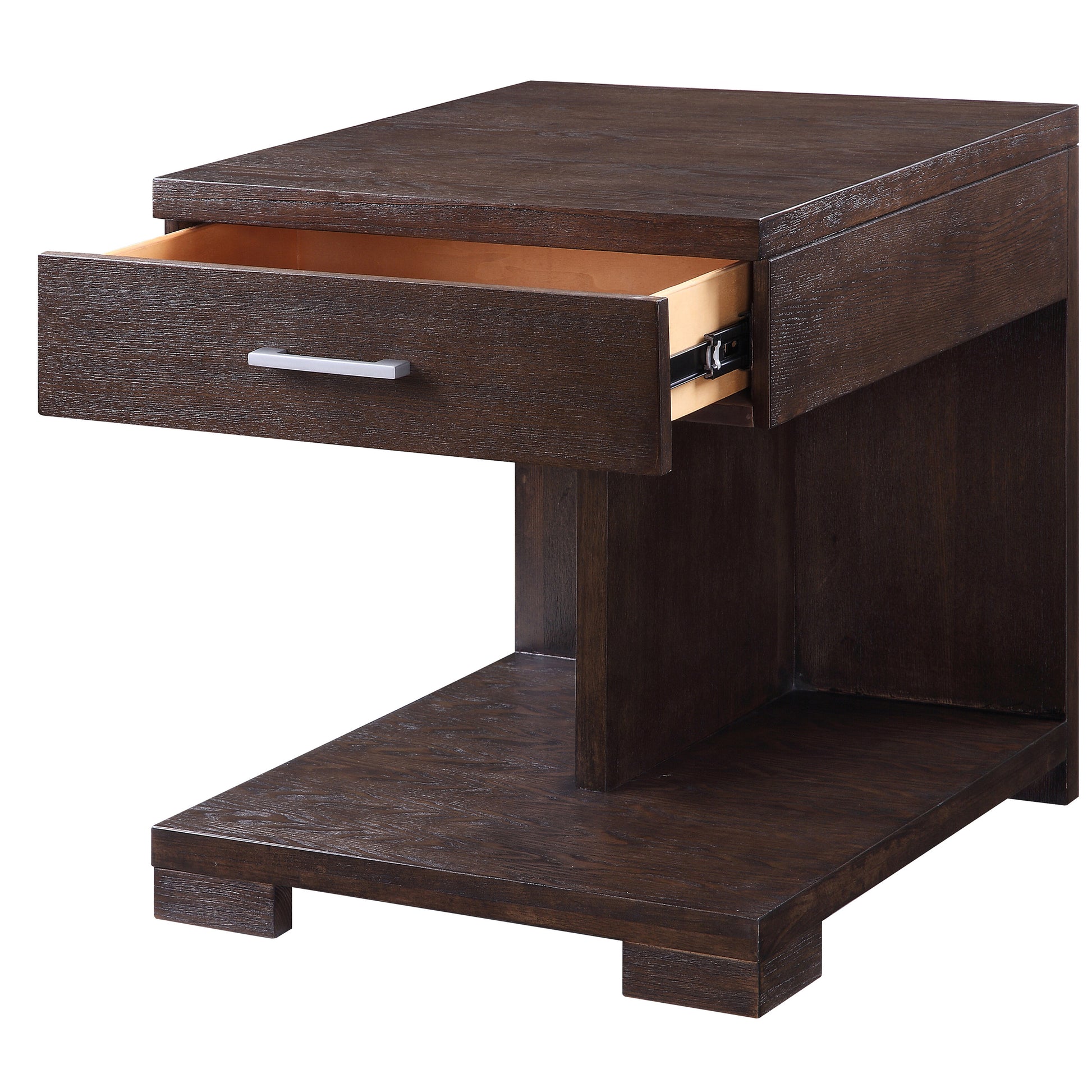 Walnut 1 Drawer End Table Walnut Primary Living Space Contemporary Poplar Drawers Rectangular Wood