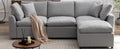 Down Filled Upholstery Convertible Sectional Sofa, L Shaped Couch With Reversible Chaise Light Gray Polyester 4 Seat