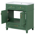 30'' Bathroom Vanity Without Top,Solid Wood Frame Bathroom Storage Cabinet With Soft Closing Doors,Frame Bathroom Storage Cabinet Only, Retro Style, Green 1 Green 2 Bathroom Freestanding Modern Solid Wood Mdf Resin Painted