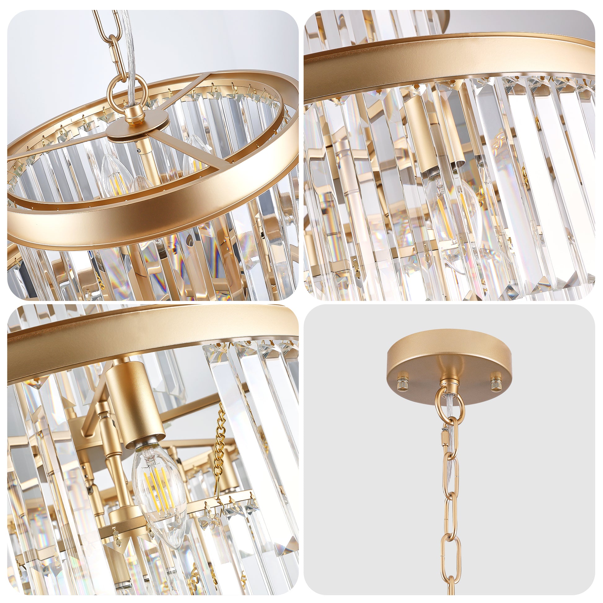 Golden Luxury Crystal Chandelier Modern Chandeliers Lights Fixture Hanging Pendant Light Fixture For Dining Room Bedroom Living Room Dia 23.6 Inch Gold Gold Crystal Iron