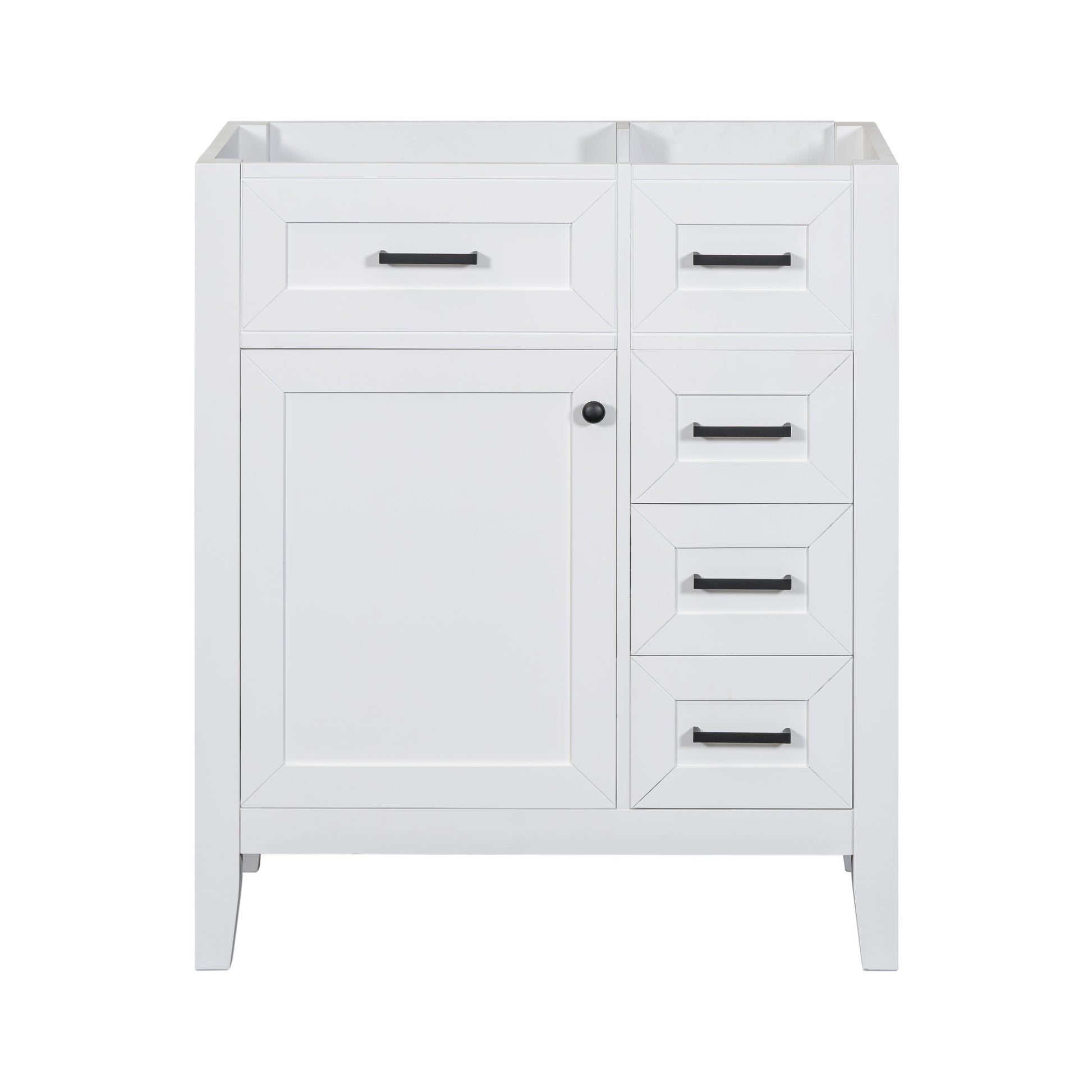 30" Bathroom Vanity Without Sink, Cabinet Base Only, Bathroom Cabinet With Drawers, Solid Frame And Mdf Board, White White Solid Wood Mdf